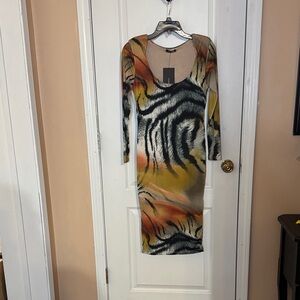 Fashion Nova Wild Pattern Long Sleeve Dress